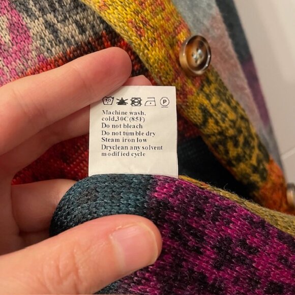 Colorful Plaid Button Front Cardigan Size XXL V-Neck Exposed Seams Casual - Picture 14 of 16